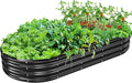 Oval Galvanized Planter Box, Metal Raised Garden Bed - 0.8MM Thick- Ideal for Outdoor Gardening and Planting of Vegetables Flowers Fruits Succulent Plants and Others (Black, 6X3X1 FT)