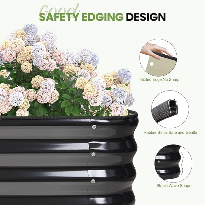 5-in-1 Adjustable Raised Garden Bed Kit | Galvanized Planter Boxes for Vegetables, Flowers | 12" Tall, Multiple Sizes (8x3x1ft, 9x2x1ft, 10x1x1ft, 6x5x1ft, 7x4x1ft) | Outdoor Metal Raised Bed, Grey