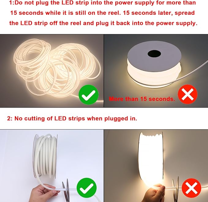 AC 110V COB LED Strip Lights Outdoor Waterproof 65.6ft, 4000K Natural White Super Bright 200W CRI 90+ LED Rope Light, IP65 Flexible Cuttable, for Bedroom Garden Commercial House
