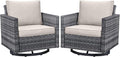 Belord Wicker Chairs Outdoor Bistro Set Oversize Patio Swivel Rocker, Rattan Outdoor Seating Set of 2 Swivel Glider Chairs Wicker Furniture for Porch Deck Backyard with Water-Resistant