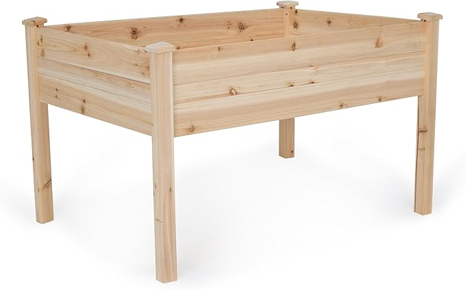 Backyard Expressions 48"x34" Raised Garden Bed - Elevated Wood Planter Box for Healthy Plant Growth, 440 lb Capacity - Natural Color
