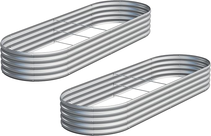 2PCS 8x2x1ft Galvanized Metal Raised Garden Bed Kit,Outdoor Planter Box Vegetables,Flowers,Herbs Durable Rust-Resistant Patio Gardening Beds