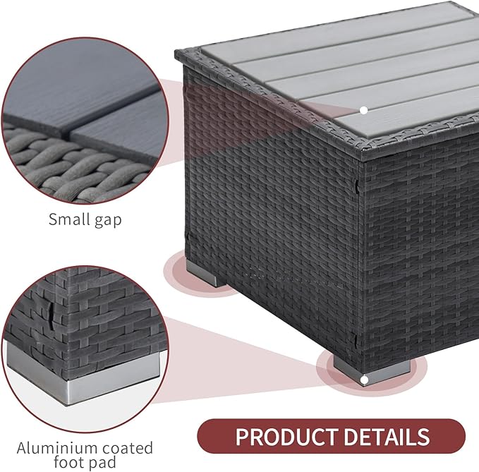 NICESOUL 11 Piece L Shape Patio Furniture Set, 29.3'' High Back Comfy Rattan Outdoor Conversations, Big Size Deep Seated Contemporary Sectionals for Backyard Deck Porch, 2 Color Cushion Red & Gray