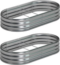 8x4x1ft(2 Pack) Galvanized Oval Raised Garden Bed,Outdoor Planter Box Metal Patio Kit Planting Bed for Vegetables Flowers Herb,Silver