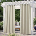 NICETOWN Patio Privacy Screen 72 inch Long, Outdoor Waterproof Curtain, All Weather Outside Thermal Insulated Shades for Gazebo, Balcony, Garden, Deck, W52 x L72 inches, Beige, 1 Panel