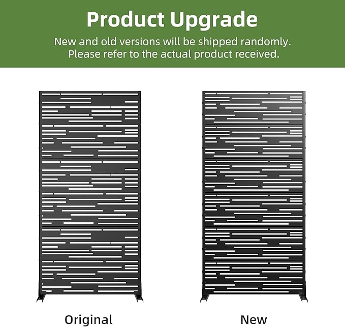 Casaphoria Metal Privacy Screen Outdoor, 72" H x 35" W Freestanding Decorative Privacy Screen for Patio Deck Balcony Garden with Stable Base, Black-Shine