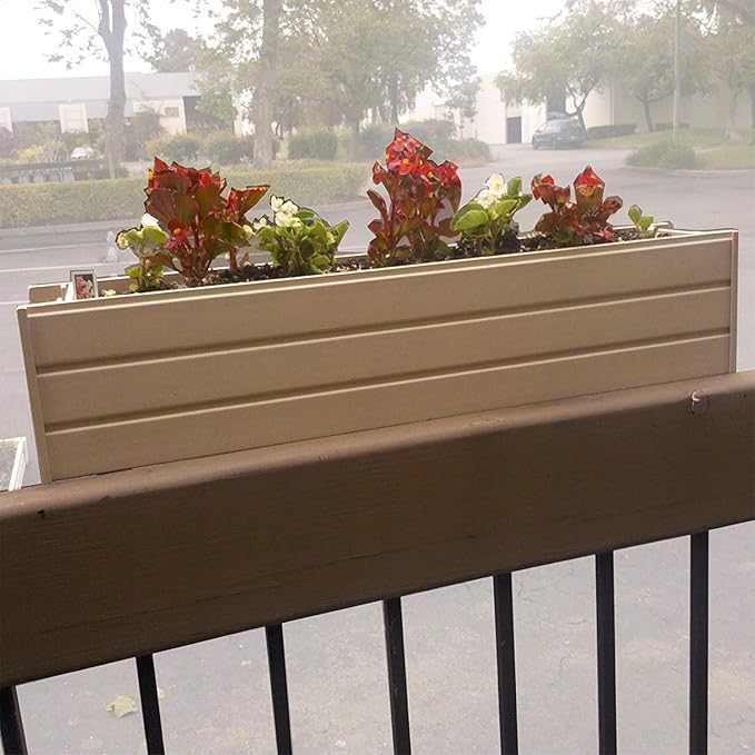 New Age Garden ECOFLEX 36" Window Box Planter, Moisture Resistant Outdoor Flower Box for Windows, Railings, or Fences, Weather Resistant Composite, No Tools Needed