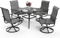 Pamapic 5-Piece Outdoor Dining Set, Patio Dining Set for 4, Outdoor Table and Chairs, All-Weather Outdoor Patio Set with Textilene Swivel Chairs for Garden, Poolside, Deck，Gray
