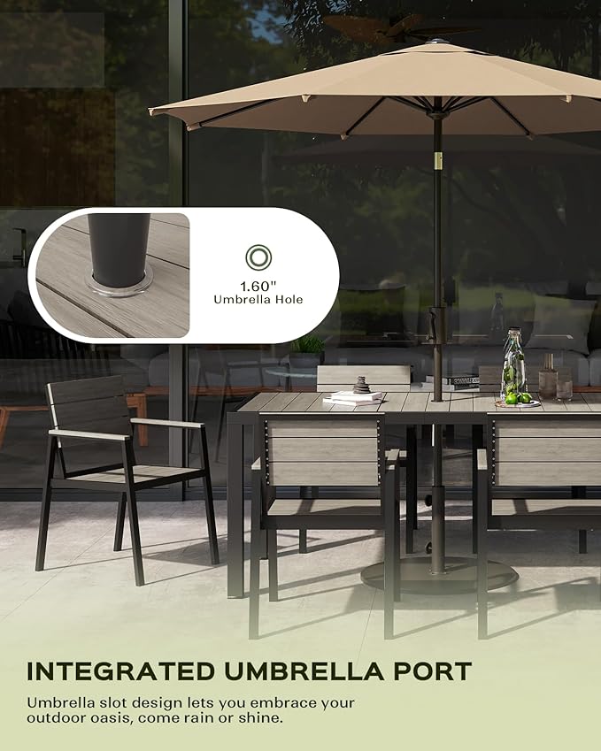 Outdoor Dining Chairs Set of 2, HDPS + Aluminum Patio Dining Chairs with Ergonomic Design and Wide Seat, 2 Piece Outdoor Chairs for Garden, Backyard, Deck (Gray)