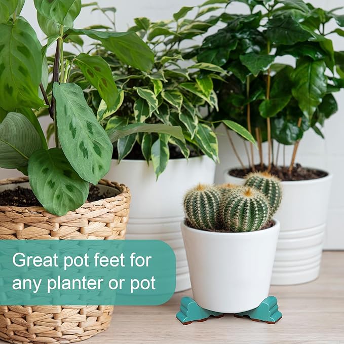 Kigeli 6 Pcs Resin Garden Pot Feet for Outdoor Planters 3 Inch Long 1.5 Inch Tall Flower Handmade Elevator Plant Feet Frost Proof Lifter for 14-20 in Pot(Blue)