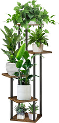 5 Tier Plant Stand Indoor, Thickened Metal Wood Corner Plant Shelf Stands for Multiple Plants, Indoor Tall Plants Stand Tiered Flower Holder for Living Room Patio Garden Balcony(Black+Brown)