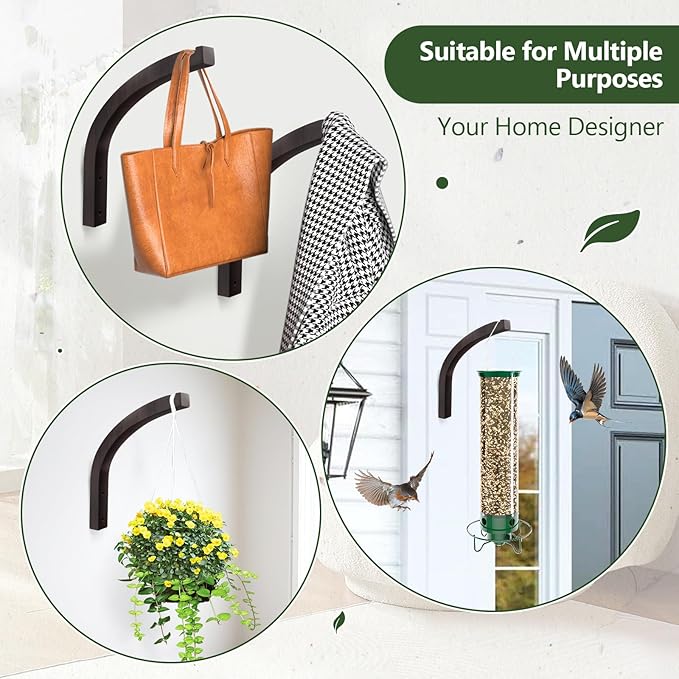 Stylish Wooden Plant Hanger – 2 Pack, 8-Inch Indoor/Outdoor Wall Hooks for Hanging Planters, Flower Pots, Lanterns, and Wind Chimes – Premium Beech Wood Home Decor