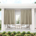 Exclusive Home Cabana Solid Indoor/Outdoor Light Filtering Hook-and-Loop Tab Top Curtain Panel Pair, 54"x63", Taupe