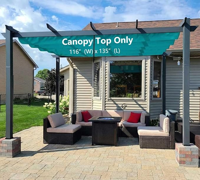 Pergola Shade Cover Replacement Canopy Top Compatible with 10 X 13 ft 6-Bar Pergola Frames - Turquoise Blue (Canopy Size 116" W x 135" L, Canopy Top Only)
