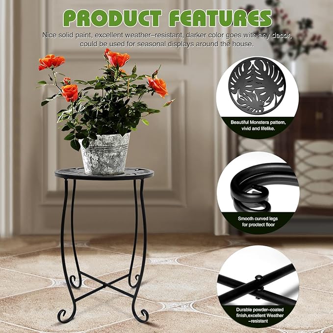 Fashion&cool Side Tables for Small Space, Metal Outdoor Indoor Round Side Table, Small End Table Pool Chair Side Table for Patio Yard Porch Balcony Garden Bedside Plant Stand