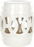 SAFAVIEH Home Collection Double Coin Antique White Ceramic Indoor/ Outdoor Decorative Garden Stool (Fully Assembled)