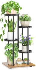 LASZOLA Black 4 Tier Plant Stand Indoor Heavy Duty Metal Planter Flower Holder Rack, Multi Modern Narrow Organizer, Floor Vertical Tower, Spiral Sturdy Decorate for House Bathroom Office Living Room