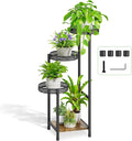 Plant Stand Indoor Outdoor, 4 Tier Metal Flower Pot Shelf Holder Clearance, Tall Corner Rack for Multiple Plants, Modern Organizer Display for Patio Orchid Office Porch Living Room Garden, Black