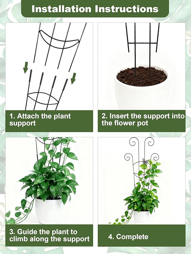 Metal Butterfly Trellis for Climbing Plants Indoor, 4 Pack 30 Inch Taller Garden Trellis for Potted Plants, Monstera Plant Support Stakes for Ivy Pothos Hoya Flower Outdoor (Black)