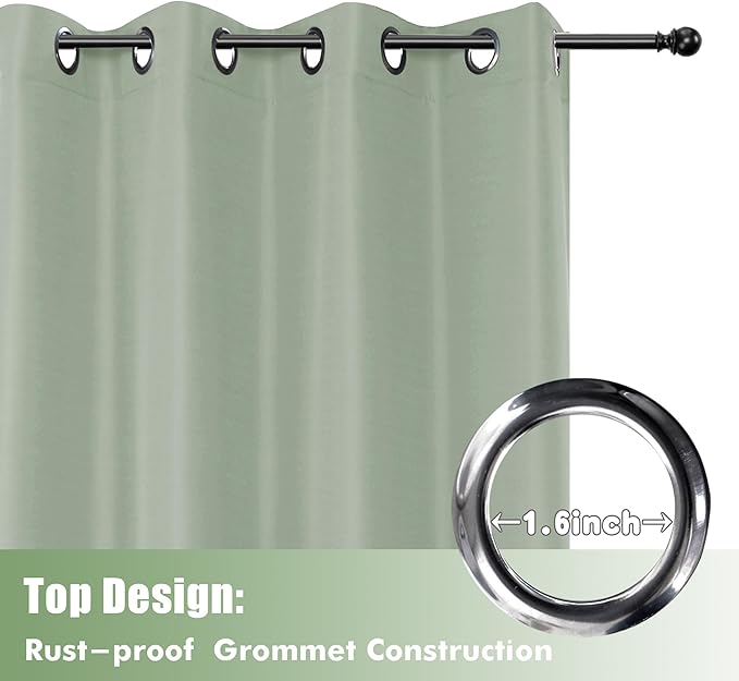 HolidayIdeas Outdoor Curtains for Patio Waterproof, 6 Panels - 54x95 Inches - Weatherproof Privacy Outsides Curtains for Cabana Porch Pergola, Sunlight & UV Blocking (SageGreen, Grommet Top)