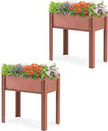 SoliWood Set of 2 Raised Garden Bed with Legs, 31x16x31'', Outdoor Wood Elevated Planter Box, Thick Legs, w/Liner
