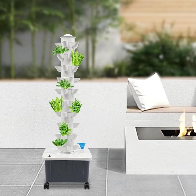 Hydroponic Growing System Indoor, 50-Hole Vertical Garden Planter Germination Kit, Smart Garden Vegetable Plant Kit with Pump and Movable Water Tank for Gardening Lover, IP68