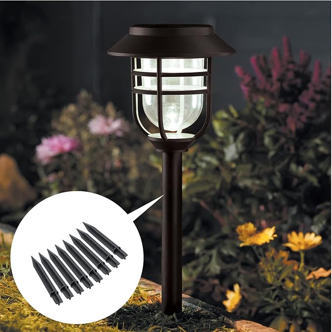 8PCS Torch Stake 8.26 Inch Pathway Light Stake Plastic Path Light Replacement ABS Plastic Stake Solar Stake for Garden, Pathway Lamps(Head Mounting Dia 0.82 Inch)