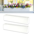 LaLaGreen Wall Planters for Outdoor (36 Inch, 2 Pack) White Carbon Steel Metal Hanging Flower Pots, Long Rectangular Wall Mount Window Box Planters for Succulents, Balcony, Fence, Deck Garden Décor