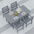 5-Piece Outdoor Dining Set, HDPE All-Weather Patio Table and Chairs Set for 4, Outdoor Patio Furniture Sets with Umbrella Hole for Outside, Deck, Backyard, Garden (Grey)