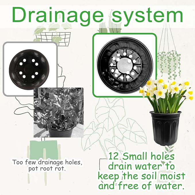 60 Pack 1 Gallon Flexible Plant Nursery Pots,Black Plastic Plant Pots with Holes,Flower Plant Container,Seedling Pot for Succulents,Cuttings,Transplanting,Home Garden