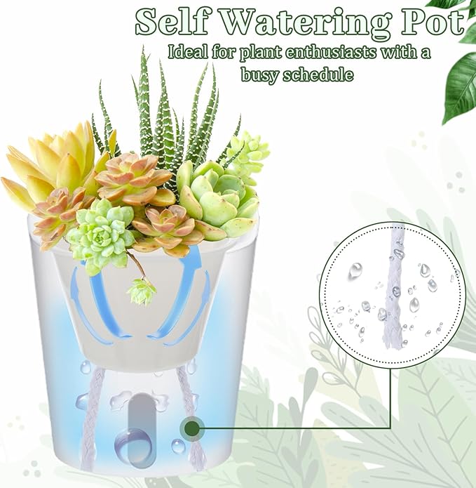SHENLIU 3" Self Watering Pots, 20 Sets Plastic Self Watering Planters for Indoor Planters with Water Level Indicator and Multiple Vents Perfect for Succulents ﻿House Plants Flowers