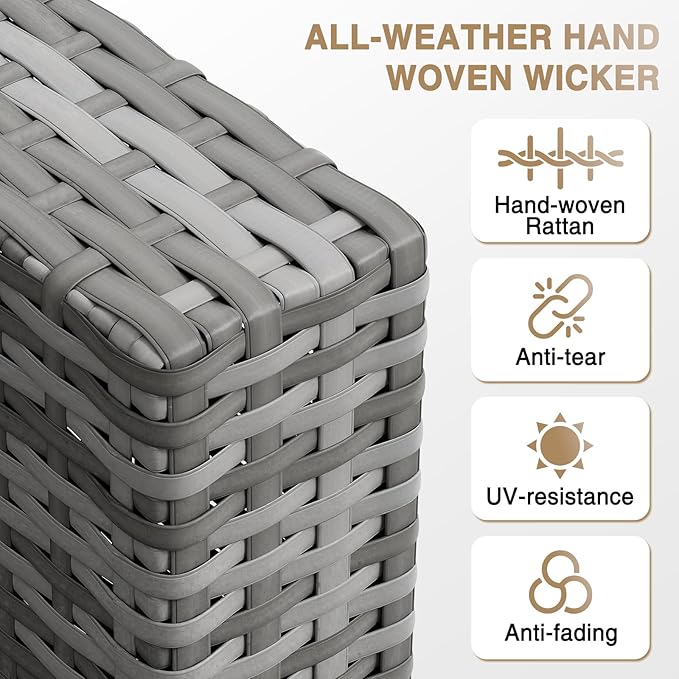 Aoxun Patio Furniture Sets, 10-Piece Outdoor Patio Furniture with Thick Cushions, Wicker Outdoor Conversation Set Sectional Sofa for Backyard, Poolside, Garden