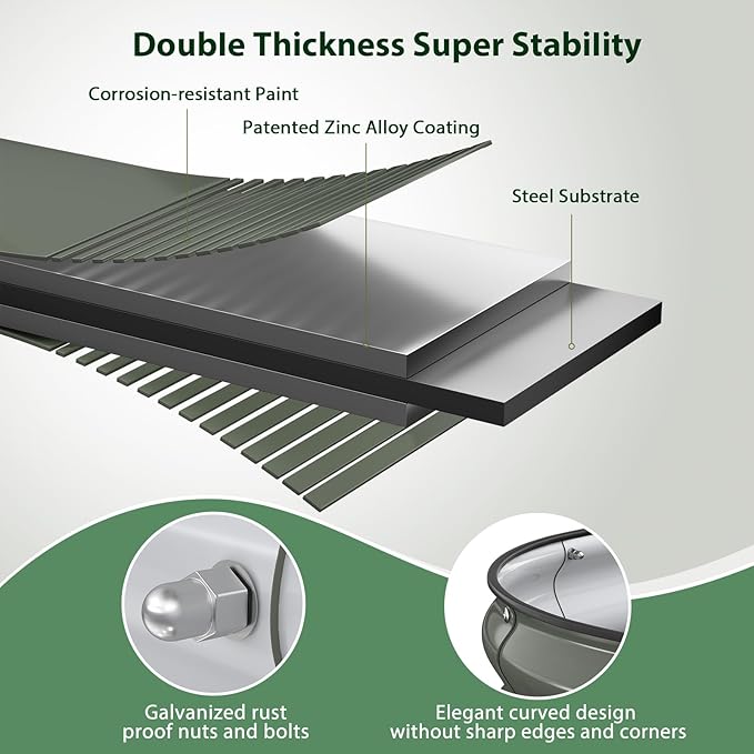 Raised Garden Bed Kit, 5x2x1 ft Galvanized Planter Box Outdoor with Safety Edging, Large Metal Raised Beds for Gardening Vegetables Flower Fruits (Volcanic Ash)