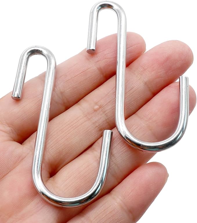 30 Pack 2.4 inches Heavy Duty S Hooks for Hanging, Pan Pot Holder Wire Shelves Rack Hooks for Hanging, S Shaped Hanger Metal Hooks for Kitchen Pots Utensils Jeans Clothes Bags Hats Towels Plants