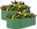 Garvee 2 Pack Galvanized Raised Garden Beds - 8x4x2ft Planter Box for Vegetables, Flowers, Rust-Resistant Garden Box, Easy Assembly Raised Beds, Durable Planters for Outdoor Plants, Green