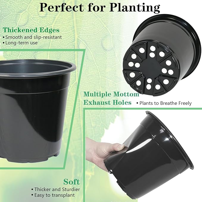 32-Pack 1.5 Gallon Nursery Pots, Thickened Soft Seed Starting Container for Indoor Outdoor Plants,Seedlings, Vegetables, Succulents and Cuttings (Black)