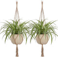 EBOOT 2 Pack 41 Inch Large Macrame Plant Hanger Rope to Hang Flower Pot Plant Holder for Indoor Outdoor Decorations, 4 Legs (Linen Color)