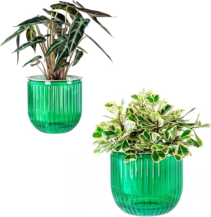 Melphoe Self Watering Pots for Indoor Plants Planter, 8.3/5.3 Inch 2 Pack Planters Self Watering Plant Pots for Flower, Houseplants, Succulent, African Violets and Cactus with Drainage