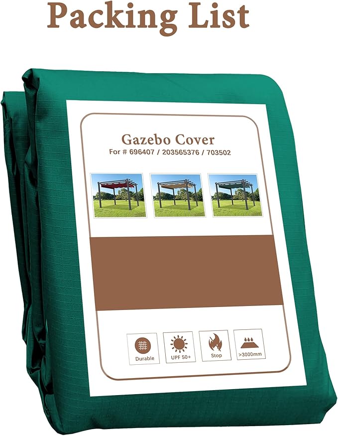 SCOCANOPY Replacement Cover Compatible with Home Depot Hampton Bay Pergola # GFM00467F,GFM00469A,(Forest Green)
