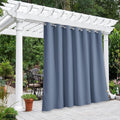 NICETOWN Outdoor Curtain for Patio Waterproof Extra Wide 100 in, Sun Blocking Vertical Blinds Thermal Insulated Stainless Grommet for Front Porch/Gazebo/Pergola, Stone Blue, 1 Piece, 84 in L