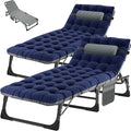 ABORON 2PK Heavy Duty Tanning Chair, 5-Gear Outdoor Folding Chaise Lounge Chair with Cushion,Portable Beach Lounge Chair for Outdoor Sunbathing Patio Pool Lawn Deck Poolside, Royal Blue-2pc