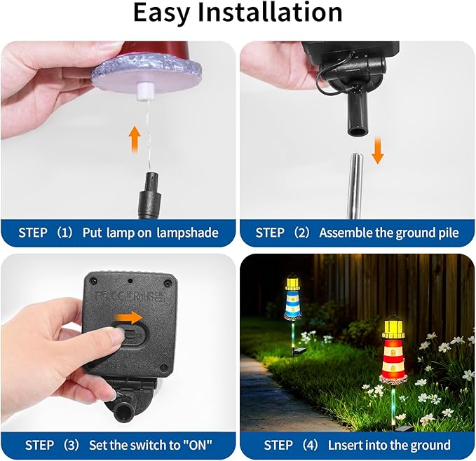 Solar Lights Outdoor 2 Pack, Solar Garden Lamps, Outdoor Decorations, Garden Decorative lamp in The Shape of a Lighthouse, a Unique Gift for Women, a Gift for Grandmother