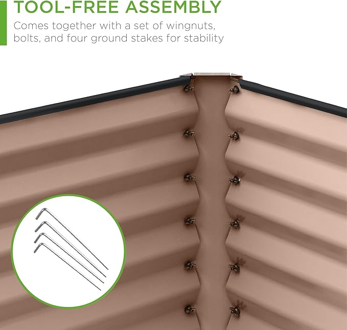 Best Choice Products 6x3x2ft Outdoor Metal Raised Garden Bed, Deep Root Box Planter for Vegetables, Flowers, Herbs, 269 Gallon Capacity, 100% Non Toxic Materials - Dark Brown Wood Grain