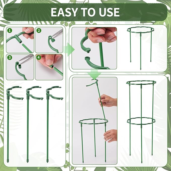 12 Pack Plant Support Stakes Sets - Versatile Plant Cages, Stackable Garden Flower Support， Small Plant Stakes for Indoor Plants,Tomato,Monstera, Peony, Hydrangea, Climbing Plants