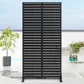 Casaphoria Metal Privacy Screen Outdoor, 72" H x 35" W Freestanding Decorative Privacy Screen for Patio Deck Balcony Garden with Stable Base, Black-Louvered