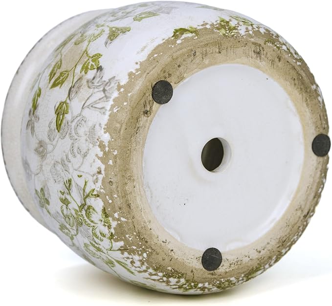 Flower Pot,Vintage Ceramic Pot for Planter with Drainage Holes, 6.29 inch Ice Crack Glazed Indoor Planters Pot for Indoor,Tucan Home Decor,Gardening Gifts (Mid-Century)