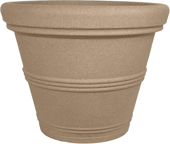 Tusco Products RR135SS Rolled Rim Collection Planter, 13.5", Sandstone