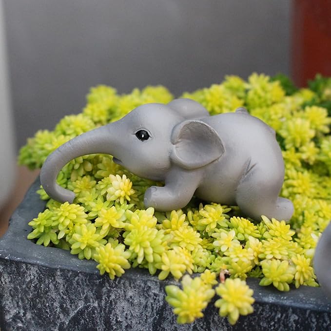 Set of 2 Cute Climbing Elephant Statues Flower Pot Hugger, Resin Hanging Animals Figurine Outdoor Planter Pot Decorations for Home Garden Patio Lawn Yard Ornaments