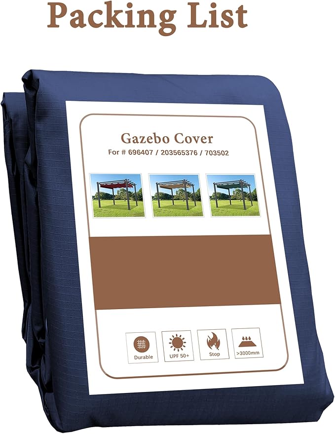 SCOCANOPY Ripstop Replacement Cover Compatible with Home Depot Hampton Bay Pergola # GFM00467F,GFM00469A,(Navy Blue)