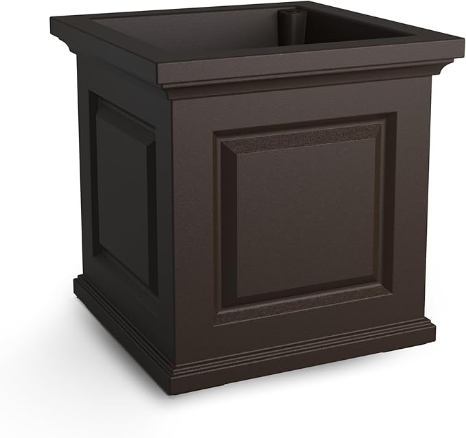 Mayne Nantucket 20-Inch Square Planter – Self-Watering, Weather-Resistant Planter for Flowers – Durable Outdoor Design for Patio, Porch, or Entryway